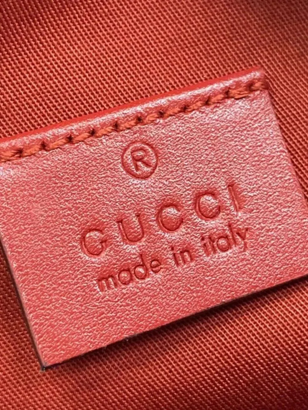 GUCCI Interlocking G Children's Belt Bag 502095 Red Cream Navy Jacquard Leather
